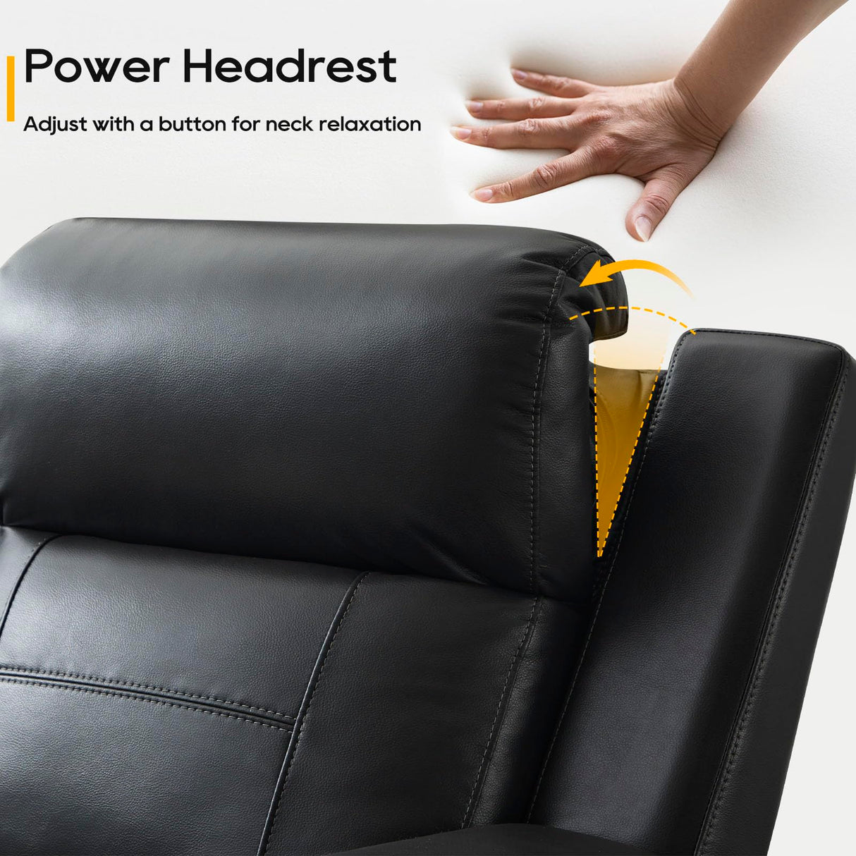 P.H.Furn Power Recliner Sofa, Home Theater Seating with Adjustable Headrest, Blue LED Lighting, Reclining Loveseat, Flip-Up Backrest Storage, Multi-Port Charger, Cup Holder, USB P.H.Furn
