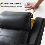 P.H.Furn Power Recliner Sofa, Home Theater Seating with Adjustable Headrest, Blue LED Lighting, Reclining Loveseat, Flip-Up Backrest Storage, Multi-Port Charger, Cup Holder, USB P.H.Furn