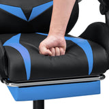 HOFFREE Gaming Chair Massage with Bluetooth Speakers and Led Lights Ergonomic Computer Gaming Chair with Footrest RGB Video Game Chair with High Back Lumbar Support Blue and Black HOFFREE