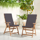 OC Orange-Casual Folding Patio Dining Chair Set of 2, Outdoor Acacia Wooden Reclining Chair w/Armrest & Removeable Cushion, FSC Certified Wood, for Porch, Backyard, Garden, Indoor, Dark Grey OC Orange-Casual
