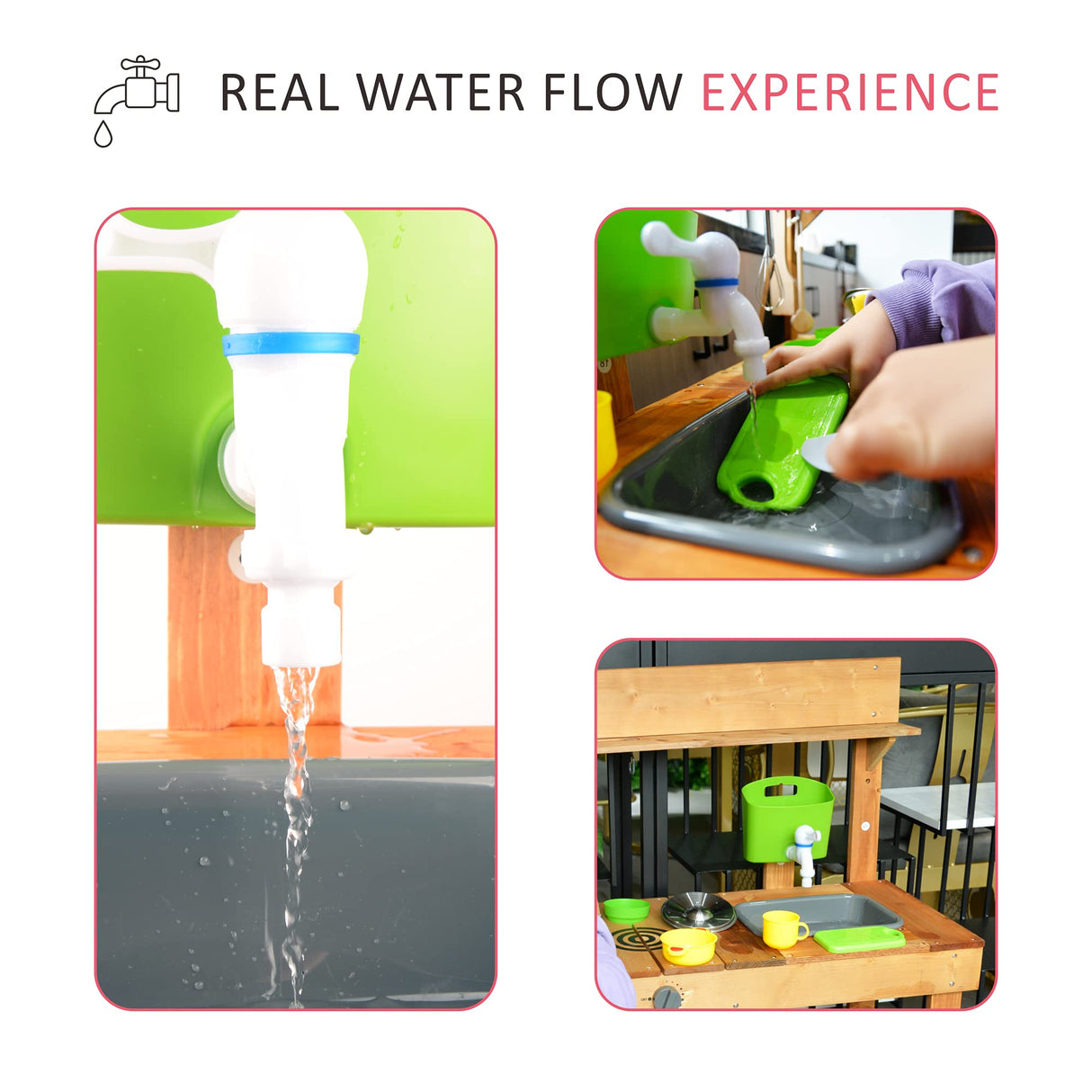 Aoparts Mud Kitchen, Play Kitchen, Kitchen Accessories and Garden Sink, Kids Outdoor Kitchen Playset with Faucet, Mud Kitchen for Kids Outdoor Aoparts