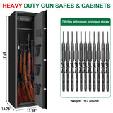 TOLEBLID [2025 New] 7-8 Fireproof Biometric Gun Safes for Home Rifle and Pistols, Heavy Duty Anti-Theft Long Gun Safes for Rifles and Shotguns with 3 Handgun Pocket, Removable Shelf, Silent Mode TOLEBLID