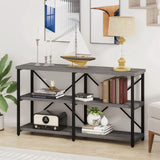 BON AUGURE 55 Inch Console Tables for Entryway, Industrial Sofa Tables for Living Room, 3 Tier Behind Couch Table, Modern Entryway Tables for Foyer (Dark Grey Oak) BON AUGURE