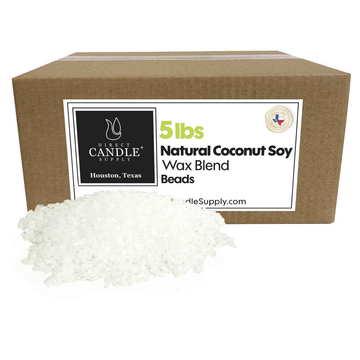 Coconut Soy Wax Beads for Candle Making | 5lb Coconut Soy Candle Wax Pastilles for Candlemaking | Smooth Blend for High Load Fragrance Formulation | Candle Making Supplies Direct Candle Supply