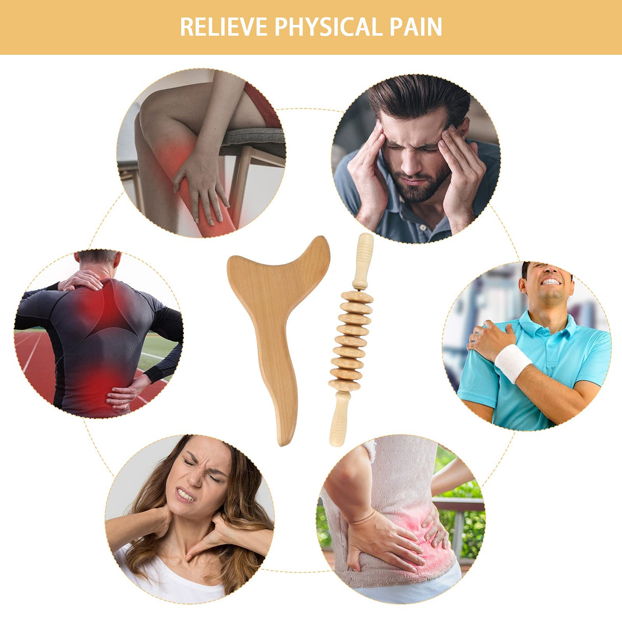 2 Pcs Wooden Gua Sha Tools Lymphatic Drainage Tool, Machomby Wood Therapy Massage Tools Manual Gua Sha Tools Anti Cellulite Massage Tool for Gua Sha Massage, Maderotherapy, Body Sculpting Machomby