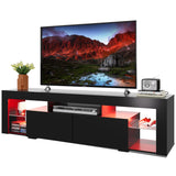 WLIVE 63 Inch TV Stand, LED Entertainment Center for 60 to 70 Inch TV, Modern TV Console with 2 Drawers, TV Stands for Living Room, Black WLIVE