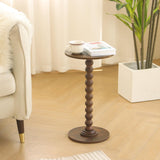 Fultyle Round Side Table, Small Drink Table for Small Spaces, Modern Accent End Table Coffee Table with Solid Wood Leg for Living Room, Bedroom, Corners, and Office (Rustic Brown) Fultyle