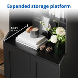 Cozy Castle 75" Tall Book Shelf and Bookcase with 2 Doors, Large 5-Tier Freestanding Bookshelf with 15.7" Depth Storage Cabinet and Adjustable Shelf for Living Room, Office, Bedroom, Black Cozy Castle