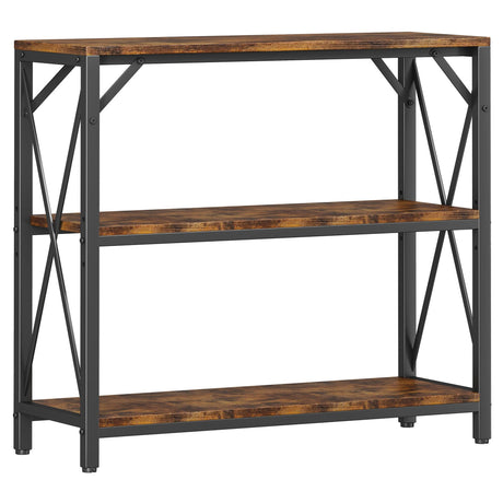 Homeiju Console Table 31.5" Width, 3-Tier Entryway Table with Storage, Industrial Sofa Table with Open Shelves, Foyer Tables for Entryway, Hallway, Kitchen, Living Room and Bedroom, Rustic Brown Homeiju
