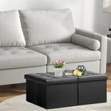 AmasSmile Footrest Ottoman Bench with Storage,34Inch Black Leather Footstool, Coffee Table, Padded Seat, Storage Chest,Blanket Store with Flipping Lid for Livingroom and Bedroom AmasSmile