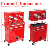 WTRAVEL High Capacity Rolling Tool Chest with 8-Drawer Tool Box on Wheels Multifunctional Tool Cart Mechanic Tool Storage Cabinet for Garage, Warehouse, Workshop, Repair Shop (Red) WTRAVEL