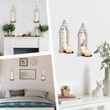 Walasis Rustic Mirror Wall Candle Sconces Set of 2 - Distressed Candle Holder Wood Decor for Farmhouse Bathroom Living Room Mirrored Sconce Walasis