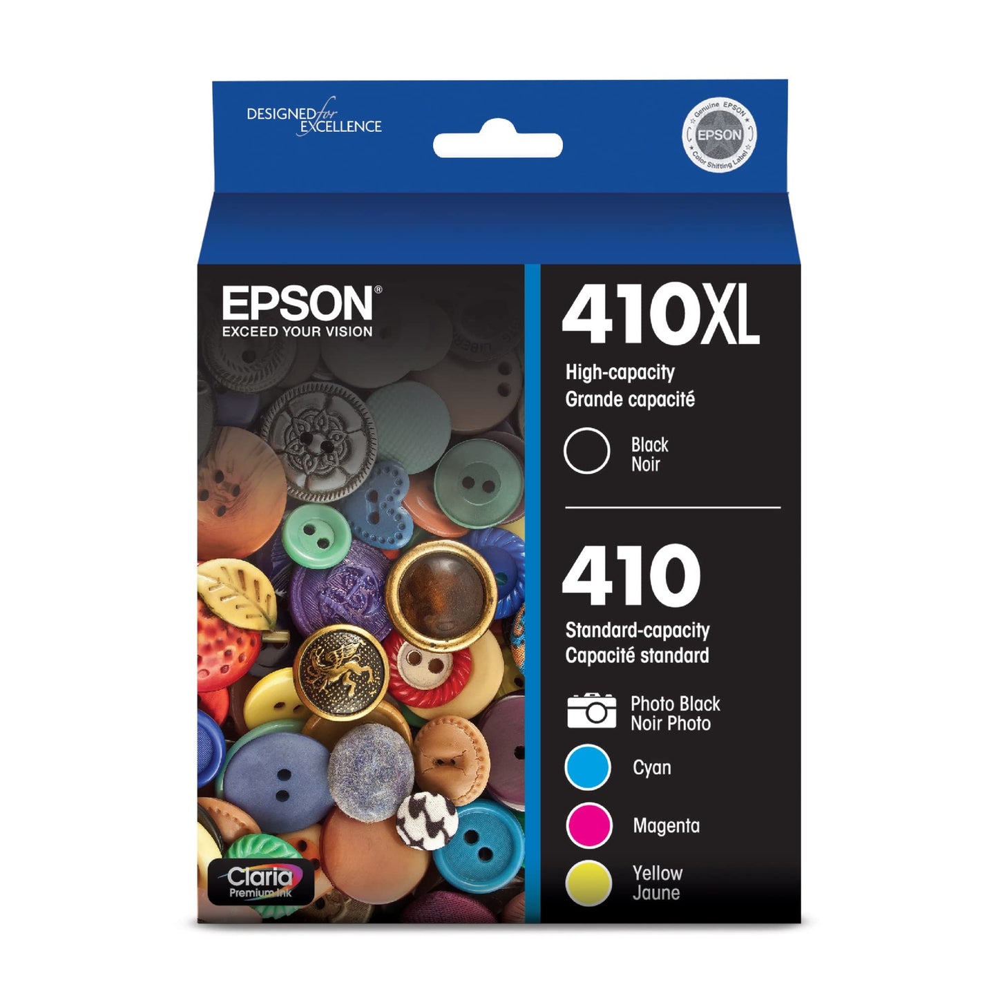 EPSON 410 Claria Premium Ink High Capacity Black & Standard Color Cartridge Combo Pack (T410XL-BCS) Works with Expression Premium XP-530, XP-630, XP-640, XP-7100, XP-830