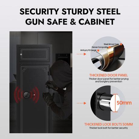 KAER 12-15 Gun Safe for Rifles and Pistols, Electronic Firearm Cabinet for Rifles & Shotguns Large Home Rifle Safe with Removable Shelves & Dedicated Lockbox KAER
