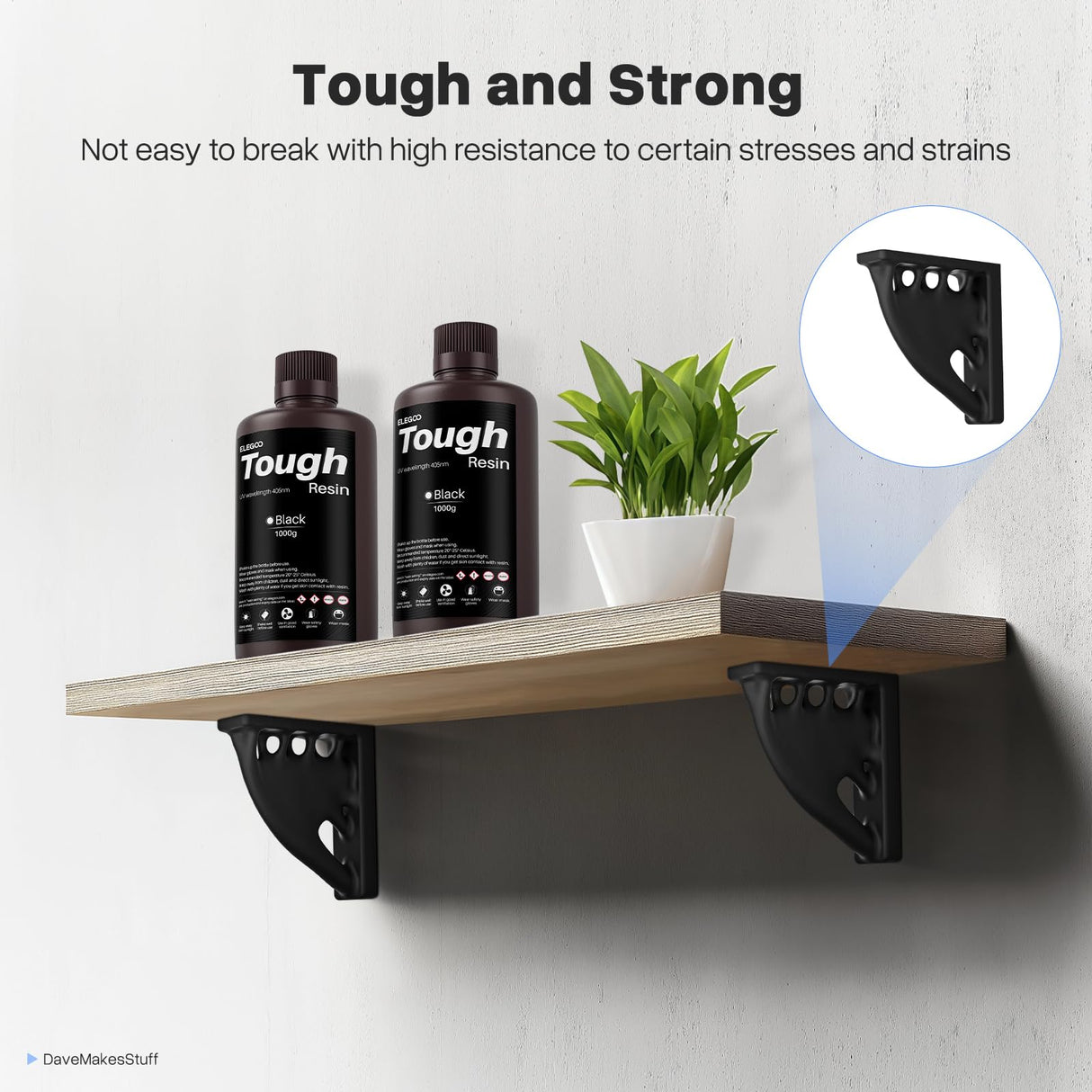 ELEGOO Tough Resin, 3D Printer Resin with High Impact Resistance and High Toughness, High Precision 3D Printing Resin for High Performance Printing, 3D Resin for DLP LCD 3D Printers, Grey 1000g ELEGOO