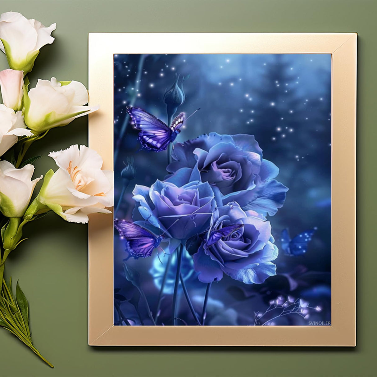 SVINOILER Blue Rose Paint by Numbers Kit for Adults, Paint by Number on Canvas, Abstract Art Digital Oil Painting Kits Suitable for Home Wall Decoration Gift 20"x16" SVINOILER