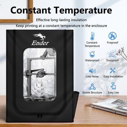 Creality Official 3D Printer Enclosure with Fan Interface, Fireproof Dustproof Constant Temperature Protective Cover 550 * 650 * 750mm for Ender 3S1/Ender 3S1 Pro/Ender 3V3 KE/Ender 3 Max/End - WoodArtSupply