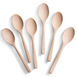 Hefild 7.3inch Small Wooden Spoons, 6PCS Uncoated Beech Plain Small Wooden Spoons Set, Table Spoons for Present Honey, Serving, Eating, Soup, Chocolate, Coffee, Tea Hefild