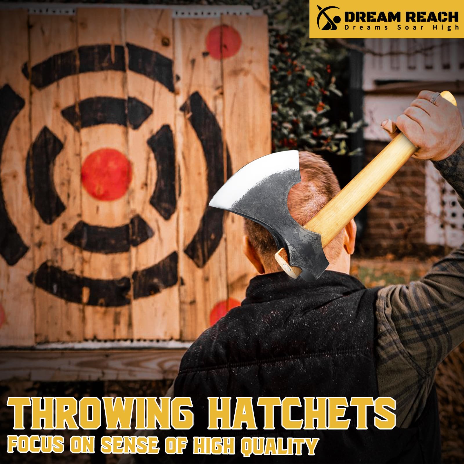 Dream Reach Throwing Hatchet, Professional 16" Throwing Tomahawk Axe Throwing Game for Backyard, Hand Forged Viking Throwing Axe Set for Adults for Competition and Recreation - WoodArtSupply