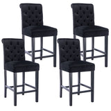 DM Furniture Counter Height Barstools Set of 4, 26 Inch Farmhouse Bar Stools Modern Velvet Upholstered Dining Chair for Home Pub/Bistro/Kitchen Island/Breakfast Bar, Black DM Furniture