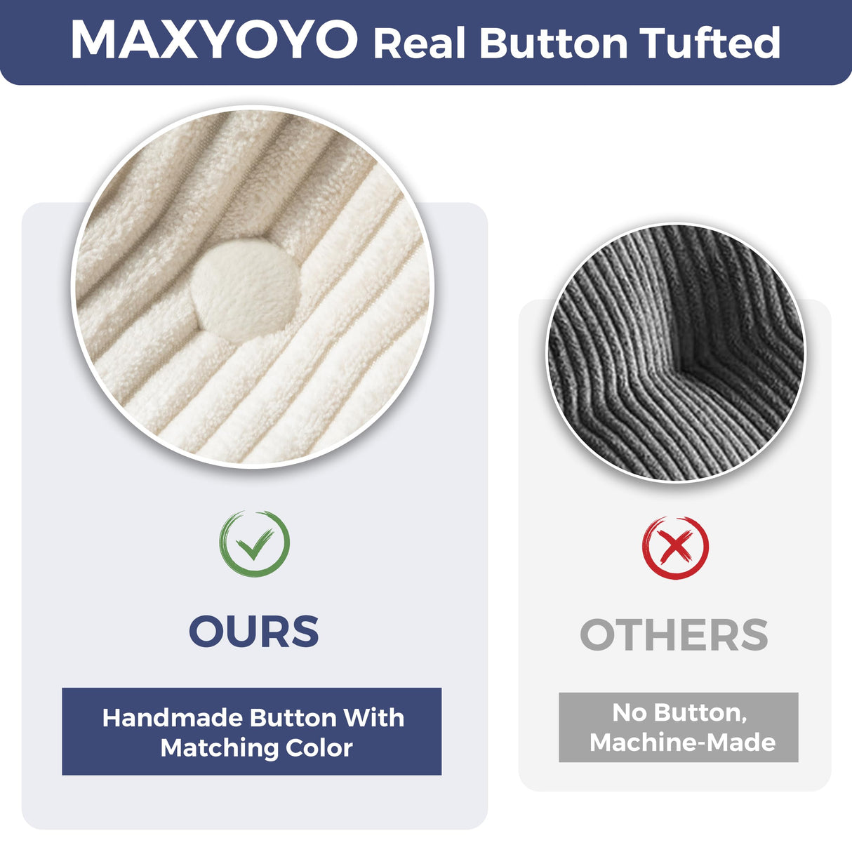 MAXYOYO 8" Futon Mattress Queen Size, Ultra Thick Futons Sofa Couch Bed Tufted Sleeper Sofa Bed, Floor Mattress for Adults, Shredded Foam Filling (Frame Not Included), Beige MAXYOYO