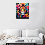 Tucocoo Lion Face Close-up Paint by Numbers Kits 16x20 inch Canvas DIY Oil Painting for Adults with Brushes and Acrylic Pigment - Beautiful Flowers Animal Picture for Home Decor Gifts (Without Frame) Tucocoo