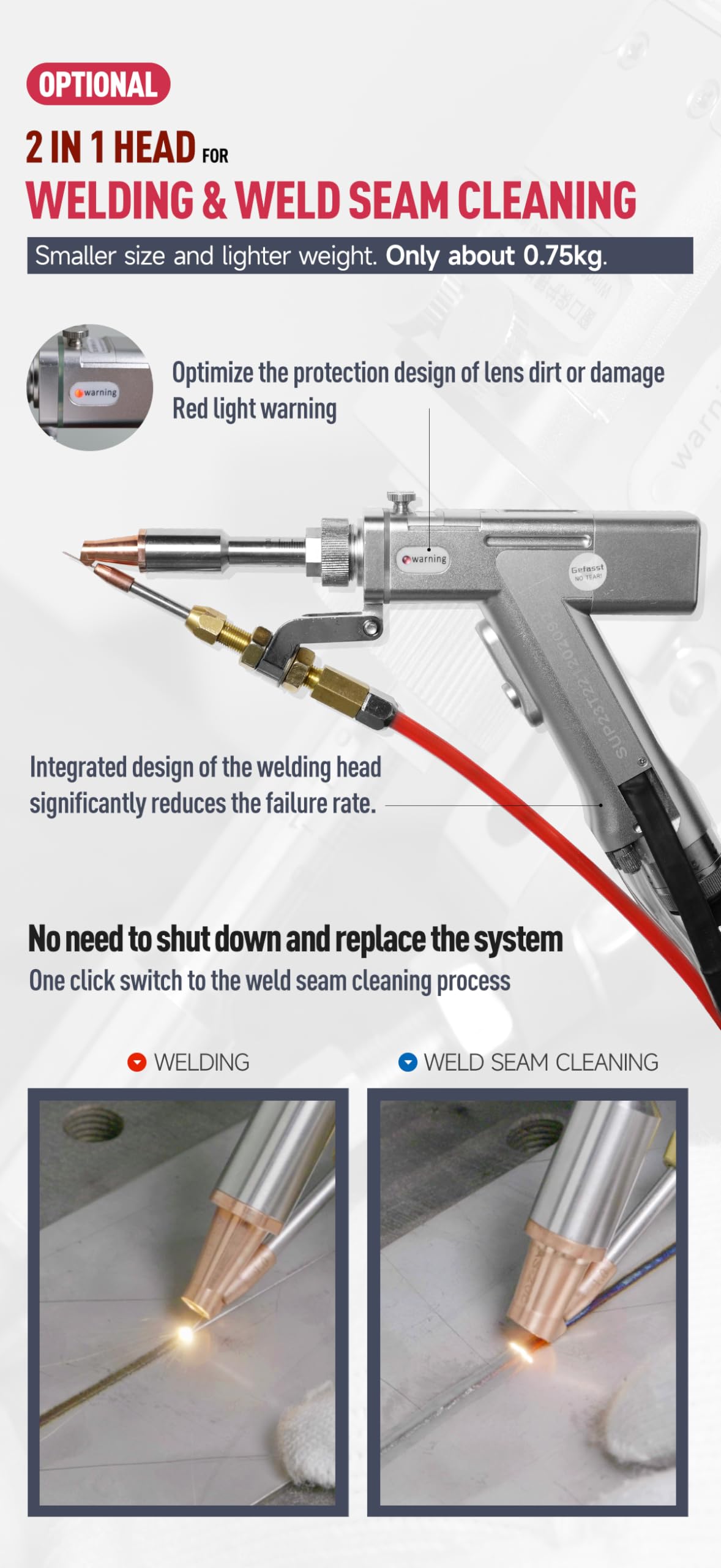 WTTTOOLS Laser Welding Machine 2000 W 2-in-1 Laser Welder 220V Handheld Fiber Laser Welding Gun Welding Beam Cleaner with Auto Wire Feeder for Metal Carbon Stainless Steel Aluminum Titanium Copper WTTTOOLS