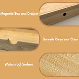 GOBAM Bamboo Makeup Organizer and Storage with Drawer, Wooden Cosmetic Organizer Countertop for Bathroom, Bedroom, Kitchen & Dresser, Desk Organizer with Drawers and Make up Vanity Station - Medium GOBAM