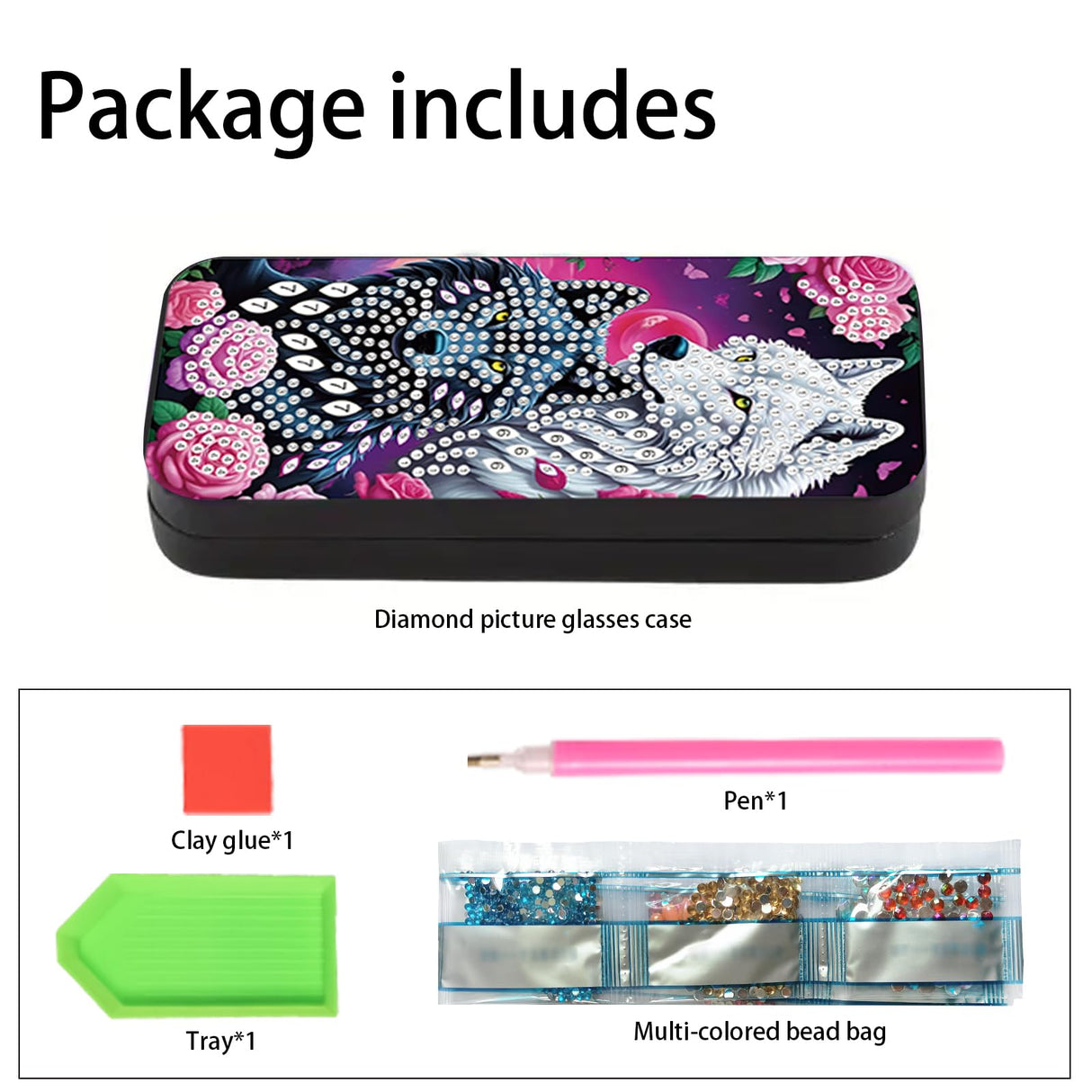 5D DIY Diamond Painting Kit Special Shape Diamond Art Eyeglass Case, Handmade Diamond Art Sunglasses Glasses Storage Box, Partial Mosaic Making Craft for Adults Travel Sunglasses Storage Box Gift Focart