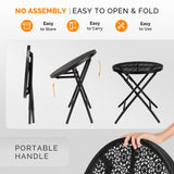 VINGLI Outdoor Folding Side Table with Chic Hollow Pattern and Durable, Rust-Resistant Black-Coated Iron Patio Bistro Table Suitable for Indoor & Outdoor Porch, Deck, Balcony and Pool VINGLI