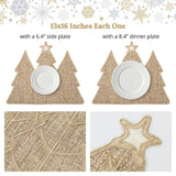 Feuille Burlap Farmhouse Winter Placemats Set of 4 Christmas Tree Holiday Placemats for Table Decorations Feuille