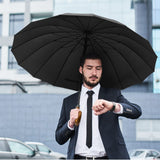G4Free 54 Inch Large Windproof Umbrella for 2 Persons, 16 Ribs Auto Open Classic Wooden J Handle Cane Stick Golf Rain Umbrellas for Men Women Travel 120cm G4Free
