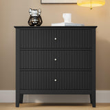 RoyalCraft 3 Drawer Dresser Set of 2, Fluted Chest of Drawers with Storage, Modern Painted 30 inch Tall Nightstand for Bedroom Living Room Entryway, Black RoyalCraft