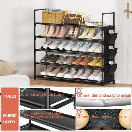 OYREL Shoe Rack 5 Tier Shoe Organizer Shoe Storage 20-25 Pairs Shoe Rack for Closet Shoe Rack Organizer Entryway Shoe Holder Space Saving Shoe Shelf Shoe Stand Large Tall Shoe Tower Garage Door OYREL