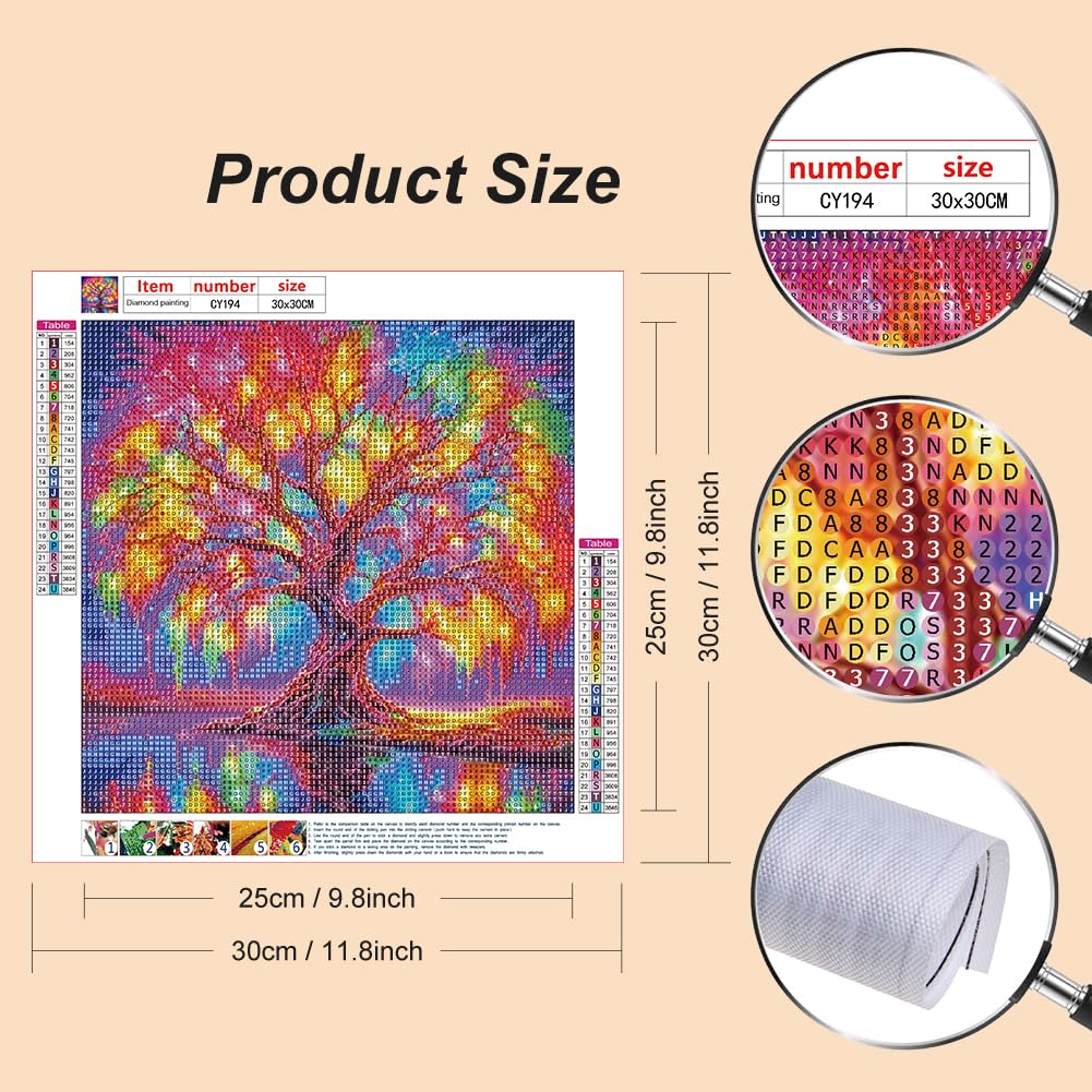 Stalente Diamond Painting Kits for Adults, 5D DIY Diamond Art Kits for Beginners Round Full Drill Diamond Painting for Home Wall Decoration Gift 12×12inch, Tree of Life Stalente