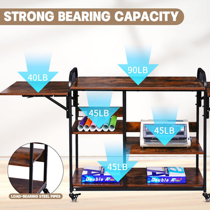 POCHAR Large 3 Tier DIY Heat Transfer Press Machine Stands Heavy Duty Workbench with Folding Working Table for Sublimation Transfer Machine Metal Shelf Storage Organization