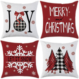 Mimkus Merry Christmas Red Throw Pillow Covers 18 x 18 Inch Set of 4 Christmas Joy Xmas Trees Winter Holiday Cushion Case for Sofa Couch Home Decor Mimkus