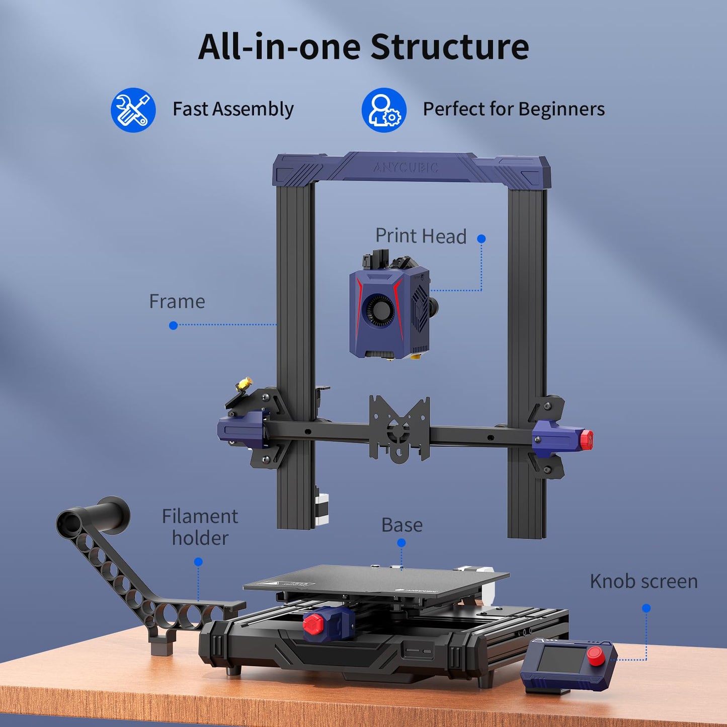 ANYCUBIC 3D Printer Kobra 2 Neo, 250mm/s Max Print Speed FDM 3D Printer Auto-Leveling Smart Z-Offset Upgraded Kobra Neo, Easy Assembly for Beginners Print Size 8.7"x8.7"x9.84" - WoodArtSupply