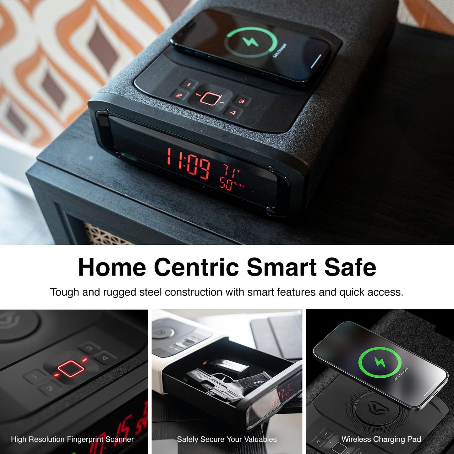 VAULTEK DS2i Smart Station™ Biometric Smart Safe with Built-in Wireless Phone Charger + Auto Open Drawer + Bluetooth Safe Management