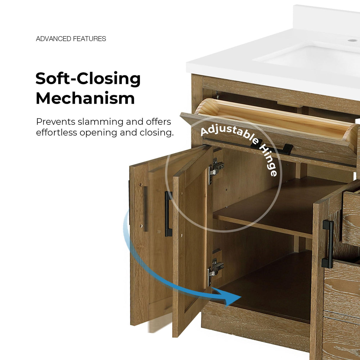 OVE Decors Bailey 72 in. W x 22 in. D x 34.5 in. H Bath Vanity in Driftwood Oak with White Engineered Quartz Top OVE Decors