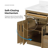 OVE Decors Bailey 72 in. W x 22 in. D x 34.5 in. H Bath Vanity in Driftwood Oak with White Engineered Quartz Top OVE Decors