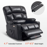 MCombo Oversized Dual Motor Power Lift Recliner Chair Sofa with Massage and Heat for Big Elderly People, Infinite Position, USB Ports, Faux Leather R7688 (Black, Large-Oversize) MCombo