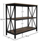 Lavish Home 3-Tier Industrial Bookshelf - Freestanding Open Bookcase for Home or Office Organization and Storage - Book Organizer (Brown Woodgrain) Lavish Home