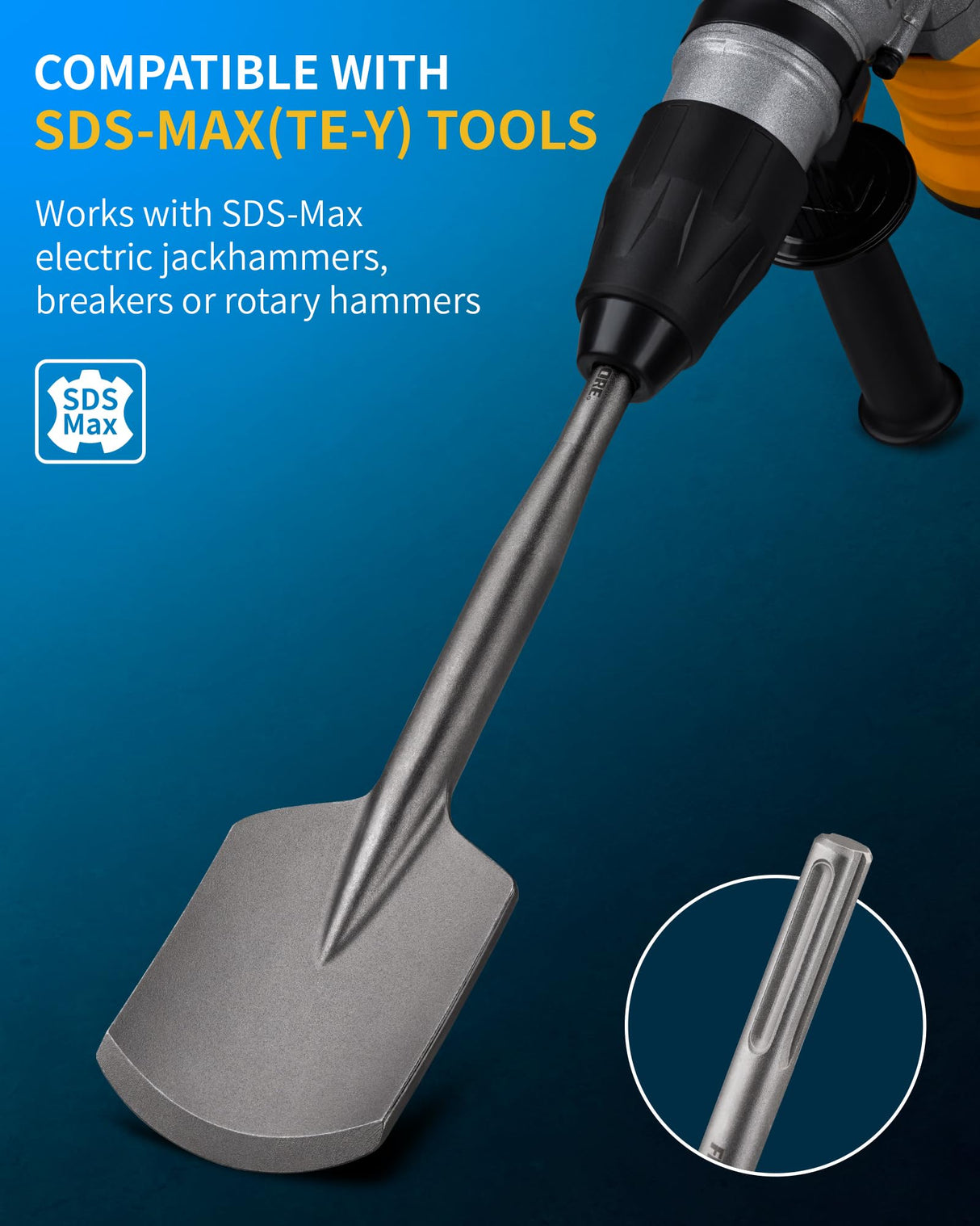 SDS Max Clay Spade, Firecore 4-1/2 In. x 17 In. Steel Drill Shovel Bit for SDS Max Rotary Hammer Electric Jackhammer, for Digging in Gardening, Backyard Landscaping on Clay Gravel Soil Adobe Sandstone Firecore