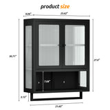 Qiaoxuan Bathroom Wall Cabinet, Over The Toilet Space Saver Storage Cabinet, Medicine Cabinet with 2 Glass Door and Towel Bar, Metal Wall Mounted Cabinet for Bathroom Laundry Room Kitchen Qiaoxuan