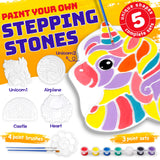 Paint Your Own Stepping Stones Painting Kit for Kids, Unicorn Craft Kits Boys & Girls Ages 3-12, Castle Heart Airplane Rainbow DIY Outdoor Garden Art & Craft Ceramic Painting Set 5-Pack Hewaurorion