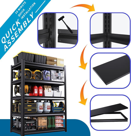 OECSO 5000LBS Storage Shelves Heavy Duty 72" H Garage Shelving Units 5 Tier Adjustable Metal Utility Rack Shelf,Large Industrial Shelves,for Shop,Warehouse,Basement,Outdoor,72" H x 48" W x 24" D OECSO