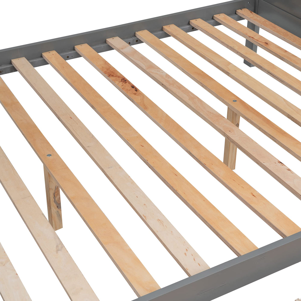 Harper & Bright Designs Grey Twin Over Full Bunk Bed with Stairs and Storage Solutions Harper & Bright Designs