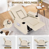 COMHOMA OMHOMA Recliner Chair, Swivel Rocker Recliners, Massage and Heat Reclining Chair, Reclining Sofa with Side Pockets, Cup Holders for Living Room, Bedroom (White) COMHOMA