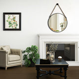 POZINO Round Mirror, Rope Hanging Mirror, 15 Inch Farmhouse Circle Wall Mirror for Bathroom Bedroom Living Room Entryway Home Decor, Grey POZINO